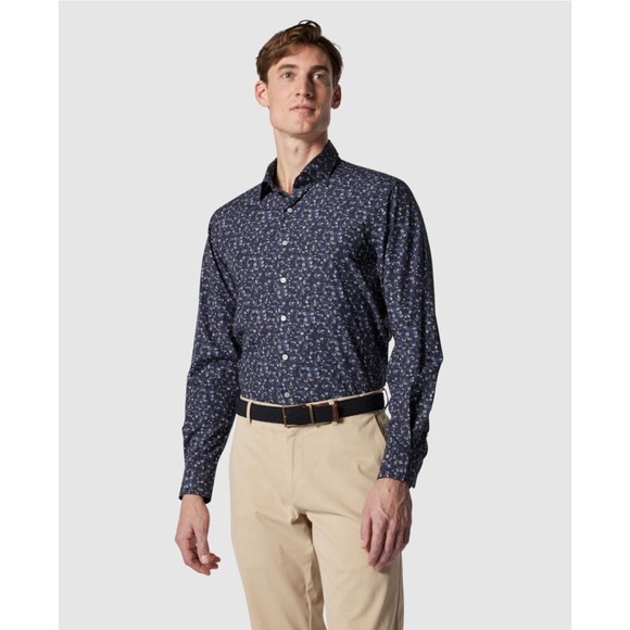 NEW! Rodd & Gunn Men's Hinckley LS Shirt Cotton Italian Midnight Blue Sz S $168 - Picture 1 of 14